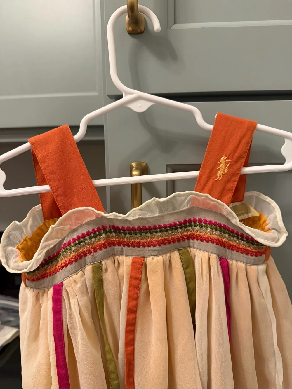 Well Dressed Wolf Peach and Orange Ribbon Sundress